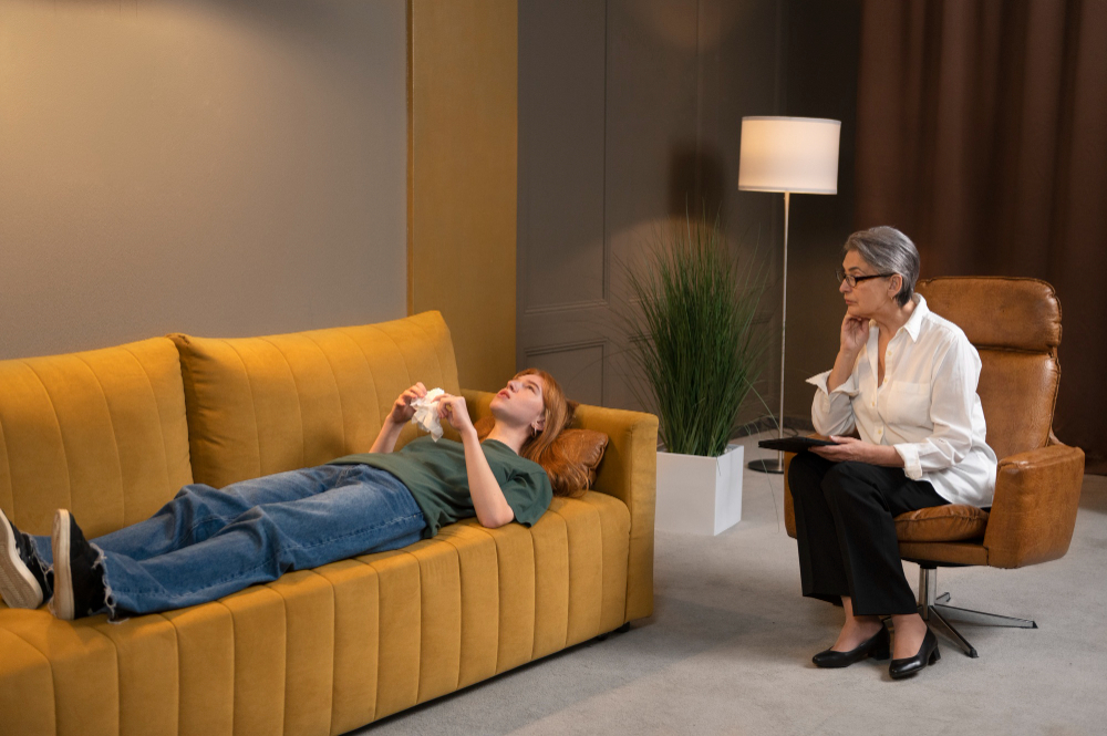 A young person undergoing psychological therapy.